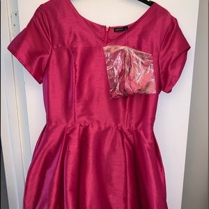 NWT eShakti Pnk custom high/low dress pockets belt